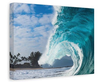Frothy Barrel Wave Canvas Print, Surf Wall Art