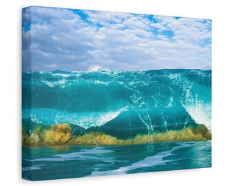 Wall of Sand and Water Canvas Print, Ocean Wave Art