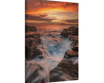 South Shore Sunset Canvas Print, Hawaii Ocean Wall Art