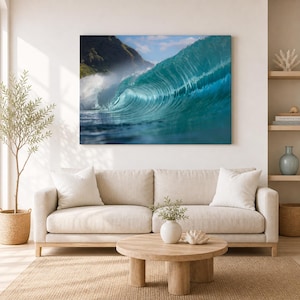 Backlit Wave Canvas Print, Ocean Wall Art, Surf Decor