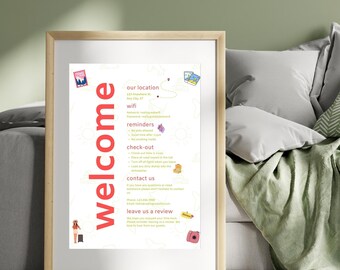 Editable Airbnb Welcome Sign Template | House Rules & WiFi (Printable PDF)