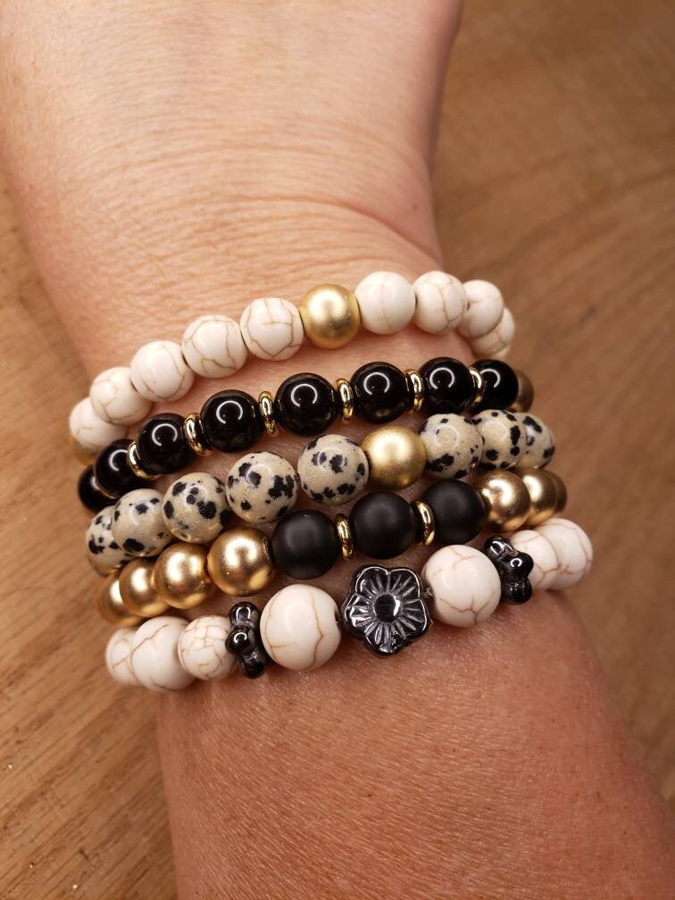 Handmade Jewelry Bracelet Gift for Her Gemstone Bracelet Beaded Stacking Bracelets Stretch Bracelets for Women Multi Stone Bracelet