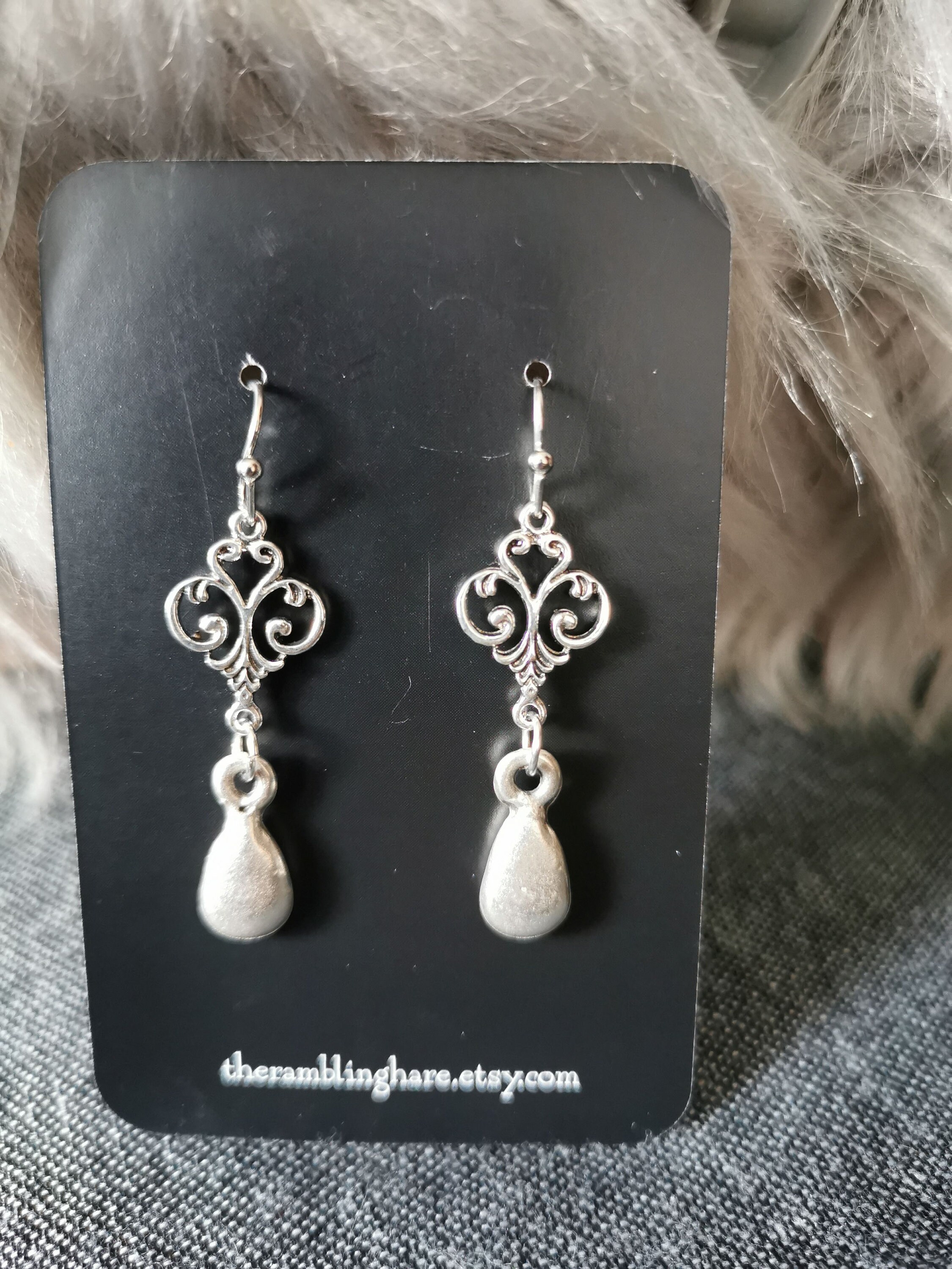 925 Sterling Silver Polished Shepherd hook Filigree Long Drop Dangle Earrings Me