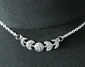 Moon Necklace , Moon Phase Necklace, Gothic Necklace, Witch Necklace, Pagan Necklace, New Age Necklace, Goddess Necklace,