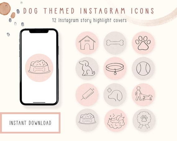 Dog Instagram Highlight Icons 12 Hand-drawn Dog Instagram | Etsy