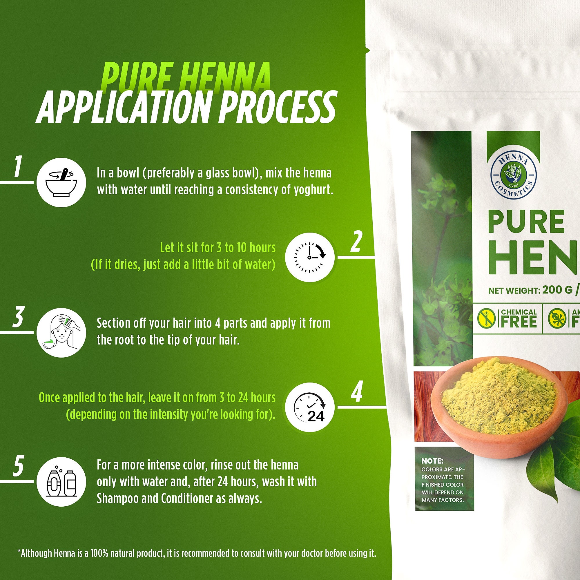 100 Pure Henna Powder for Hair Dye Red/brown Henna Hair Etsy