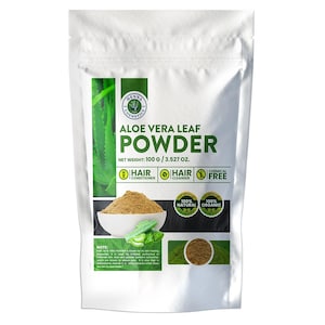 Aloe Vera Leaf Powder (Aloe Barbadensis), Moisturizer, Juice, Salve, for Hair and Skin | 100 Grams (3.53 Oz.) Natural, Pure, Organic