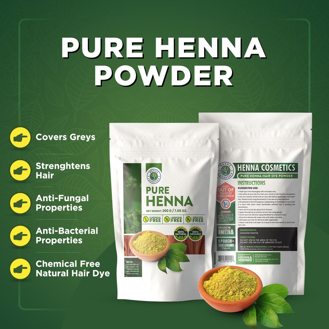 Henna Powder for Hair Dye Color Brown Red 100 Grams 3.52 Etsy