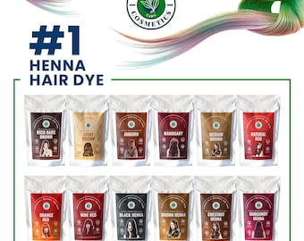 Herbal Hair Dye Kit in Natural Red, Rich Dark Brown, Mahogany & More: Natural Color Blend with Pure Henna