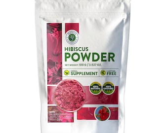 Hibiscus Powder, Herbal Supplement, for Tea, Skin & Hair Moisture 100 Grams | 100% Natural, Pure, Organic | Henna Cosmetics