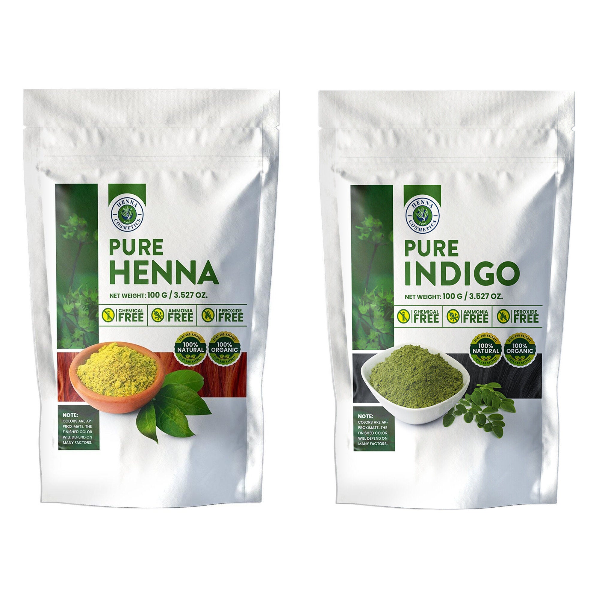 Gray Hair Coverage Kit - Henna & Indigo Natural Hair Dye Organic Ammonia Free Chemical Free Color