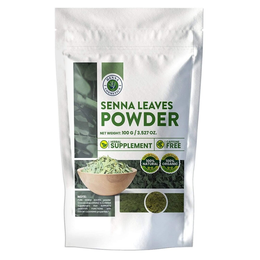 100 Pure Senna Leaves Powder, Organic, Herbal Supplement 100 Grams 3.53 Oz. Henna Cosmetics