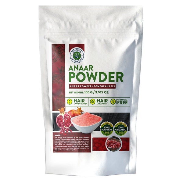 Pomegranate Peel Powder (Anaar), Vegan, Gluten-free For Masks & Scrubs | 100% Natural | 100 Grams (3.53 ounces)| Henna Cosmetics