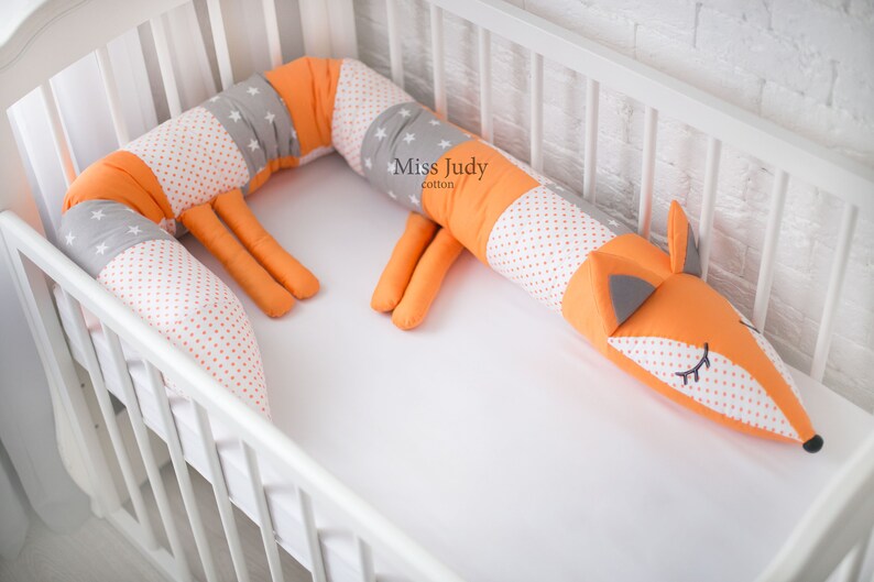Fox Crib Bumper safari nursery pillow fox baby shower bed Etsy