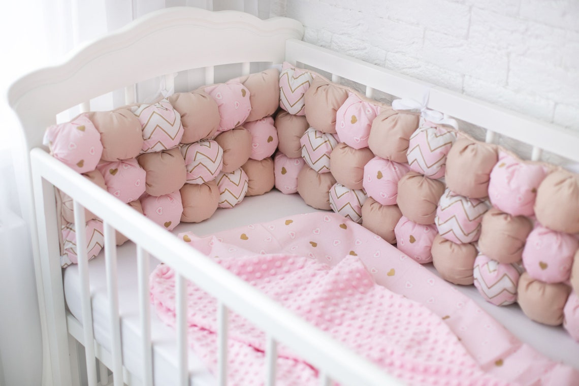 Pink Crib Bumpers Girl Crib Bumper Set Girl Crib Bedding Etsy