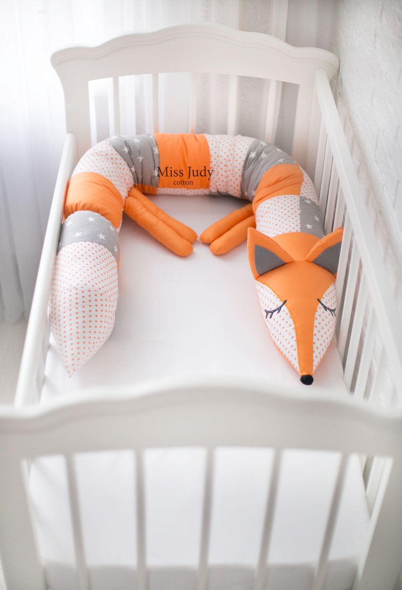 Fox Crib Bumper safari nursery pillow fox baby shower bed Etsy