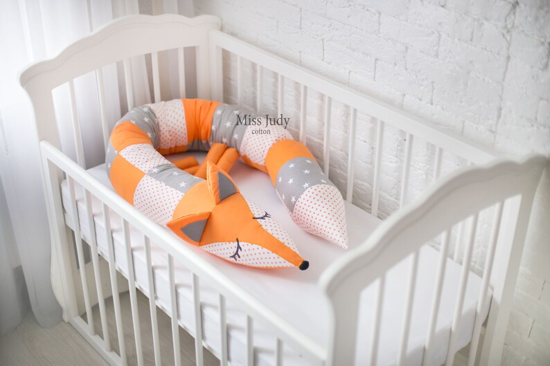 Fox Crib Bumper safari nursery pillow fox baby shower bed Etsy