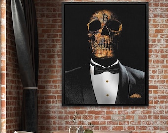 Midas Touch - Skeleton King & Gold Skull Canvas Wall Art - Luxury