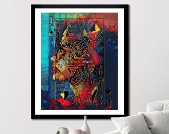QUEEN OF SPADES Poker Art, Queen Lady Boss Wall Art, Modern Day Contemporary Art, Vegas Casino Semi Gloss Fine Art Print