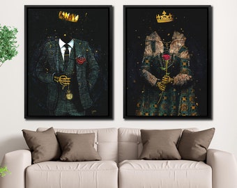 Black King and Queen Art Decor - Surrealism Painting - Black Queen - Canvas Decor - Wall Art Canvas - Canvas Print - Wall Hanging Decor
