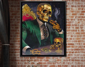 Midas Touch Skull King - Macabre Art - Midas King Gold Skull - Thedopeart