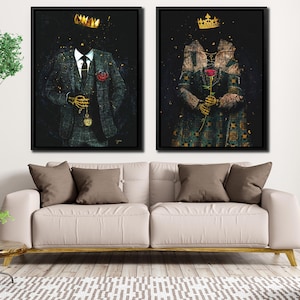 Black King and Queen Art Decor - Surrealism Painting - Black Queen - Canvas Decor - Wall Art Canvas - Canvas Print - Wall Hanging Decor