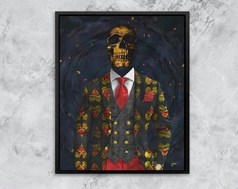 Lienzo Lucky Skull Poker - Obra financiera macabra
