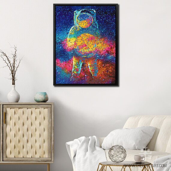 Astronaut Psychedelic Art | Galaxy Painting Space Canvas Wall Art | Space Aesthetic College Room Decor