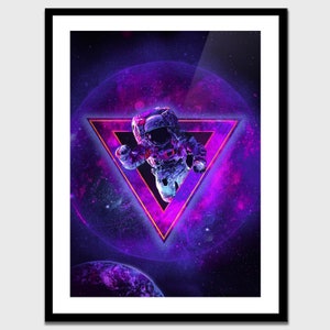 Space Moon Poster Surreal Art Print | Purple Astronaut Space Wall Art ...