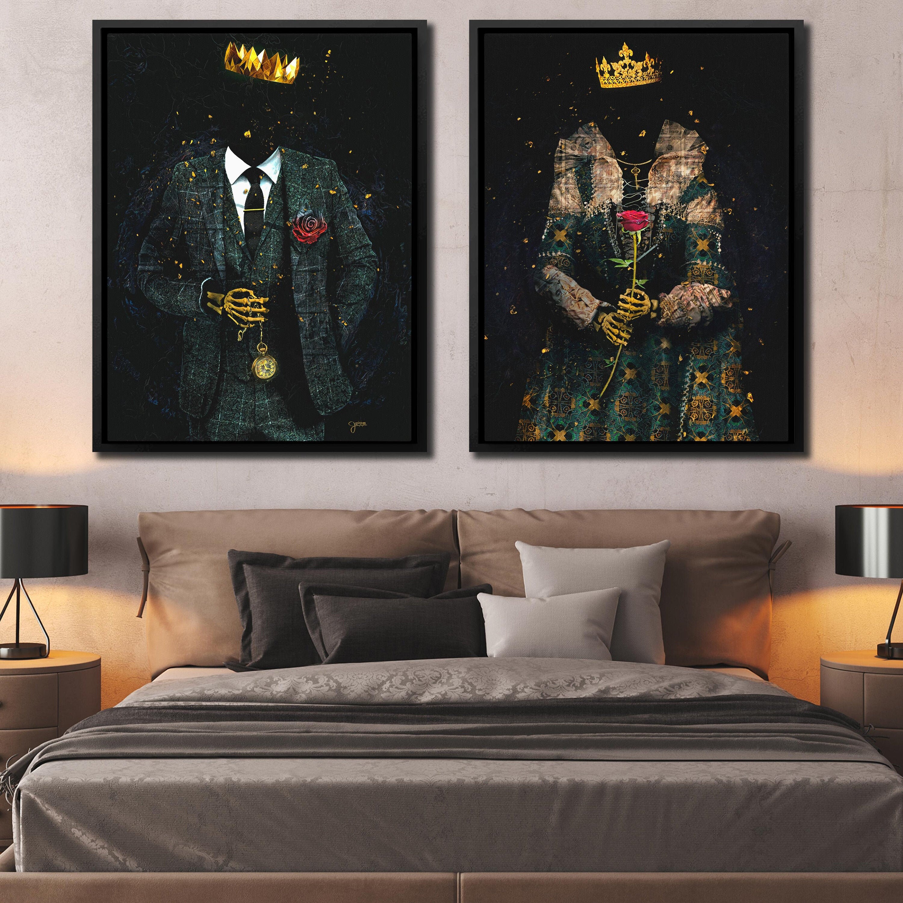 KING and QUEEN Wall Decor His and Hers Set SURREALISM Etsy