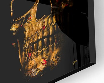 Poker Skull Acrylic Wall Art - Skull Wall Decor - Gothic Art Gothic - Gaming Room Decor - Casino Artwork - Skeleton Painting