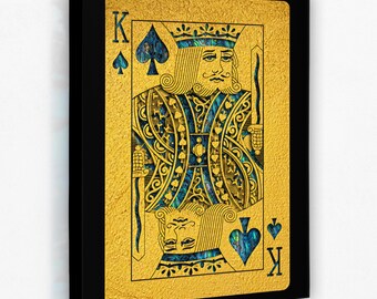 King Of Spades, Poker Card Art Print On Canvas, Poker Card Casino Wall Art, Game Room Art, Gambler Poker Room Decor