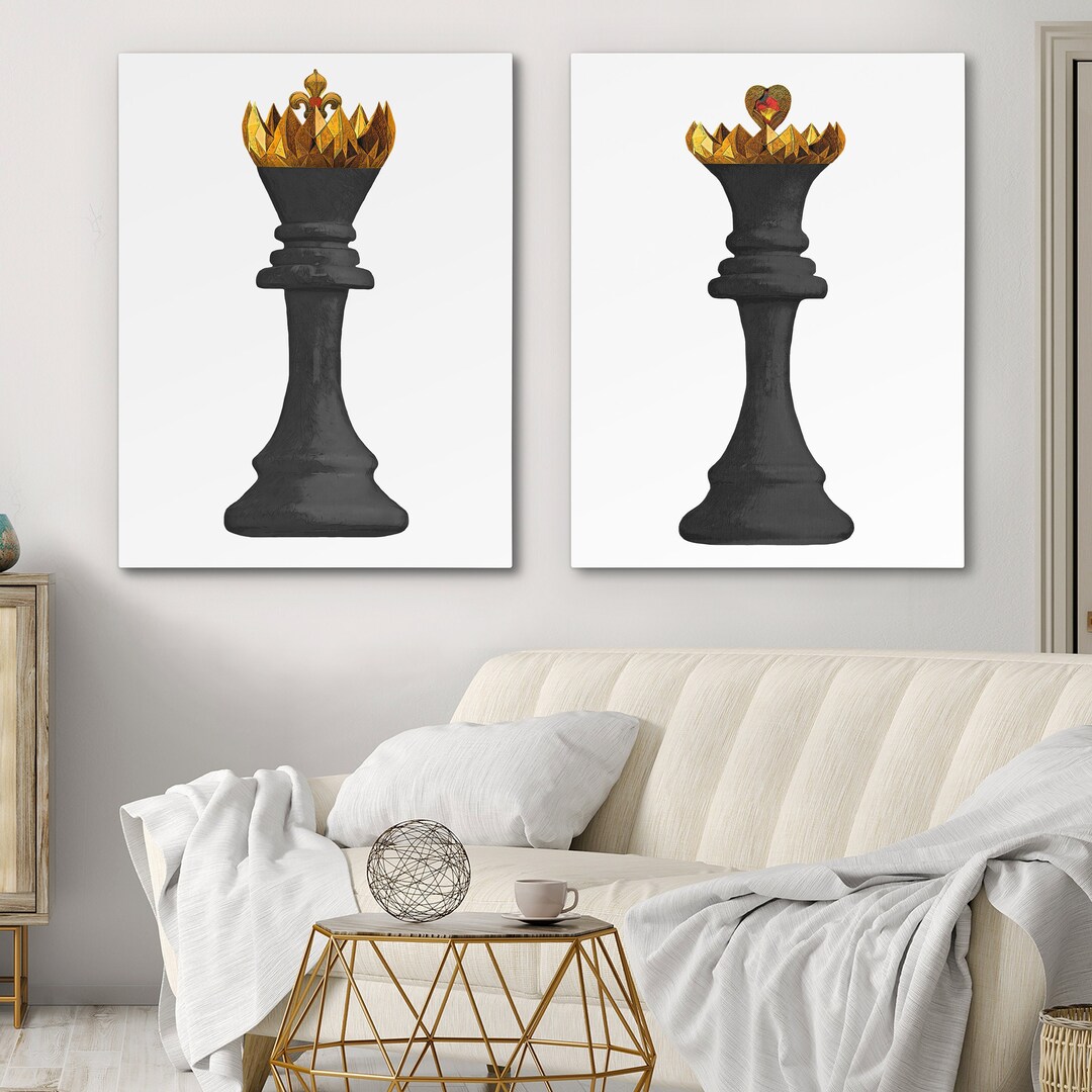 2-Piece Chess King & Queen Canvas Wall Art, 8x10