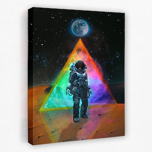 Space Aesthetic Astronaut Wall Art | SPACE PAINTING Therapy Office Art  | Futuristic Art Print on Canvas