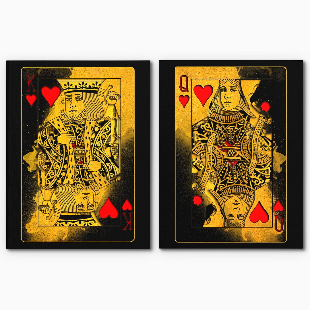 King and Queen of Hearts, King Queen Art, Couples Matching 2 Piece