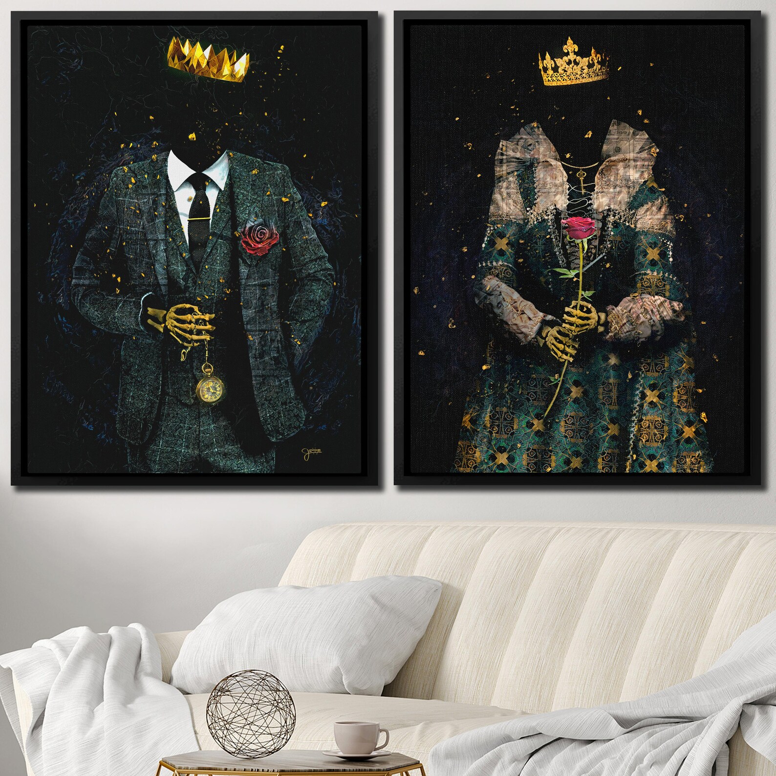 Black King and Queen Art Decor Surrealism Painting Black Etsy