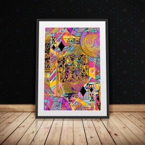 King Card Poker Art Aesthetic Decor | Pink Pop Culture Wall Art Print on Semigloss