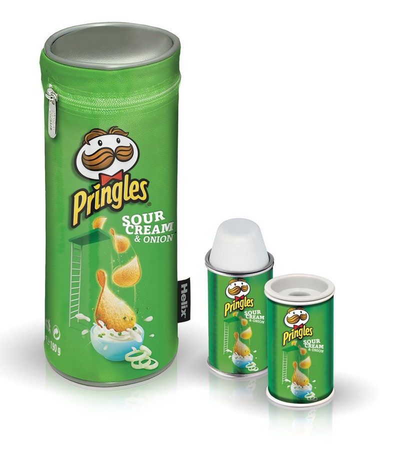 Pringles Stationary 3 in 1 Gift Set Pencil Case Shapnerer & Etsy UK