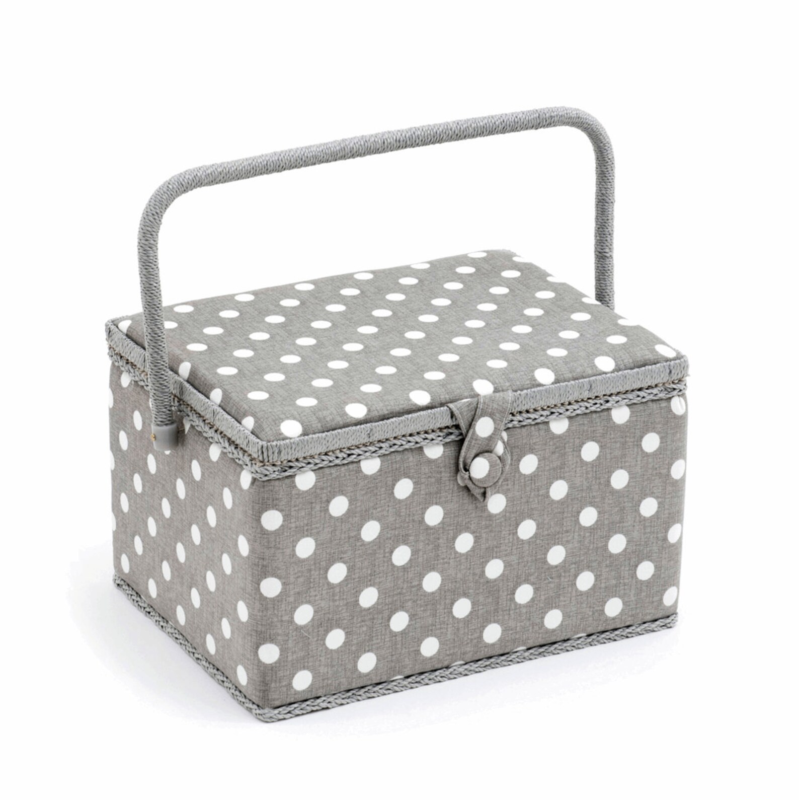 Hobby Gift Sewing Box L Grey Linen Polka Dot Etsy