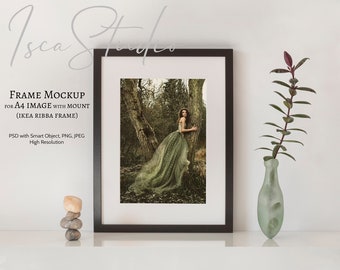 Black Frame Mockup, A4, A3, Ikea Ribba, Styled Photography, Instant Digital Download Mockup, Mock Up Wall Art, Minimalist Frame Mockup