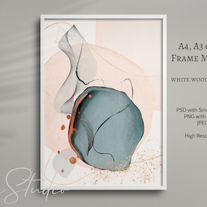 White Frame Mockup A4 or A3, Wooden Frame A2, Minimalist Styled Photography, Digital Download, Mock Up Frame Wall Art