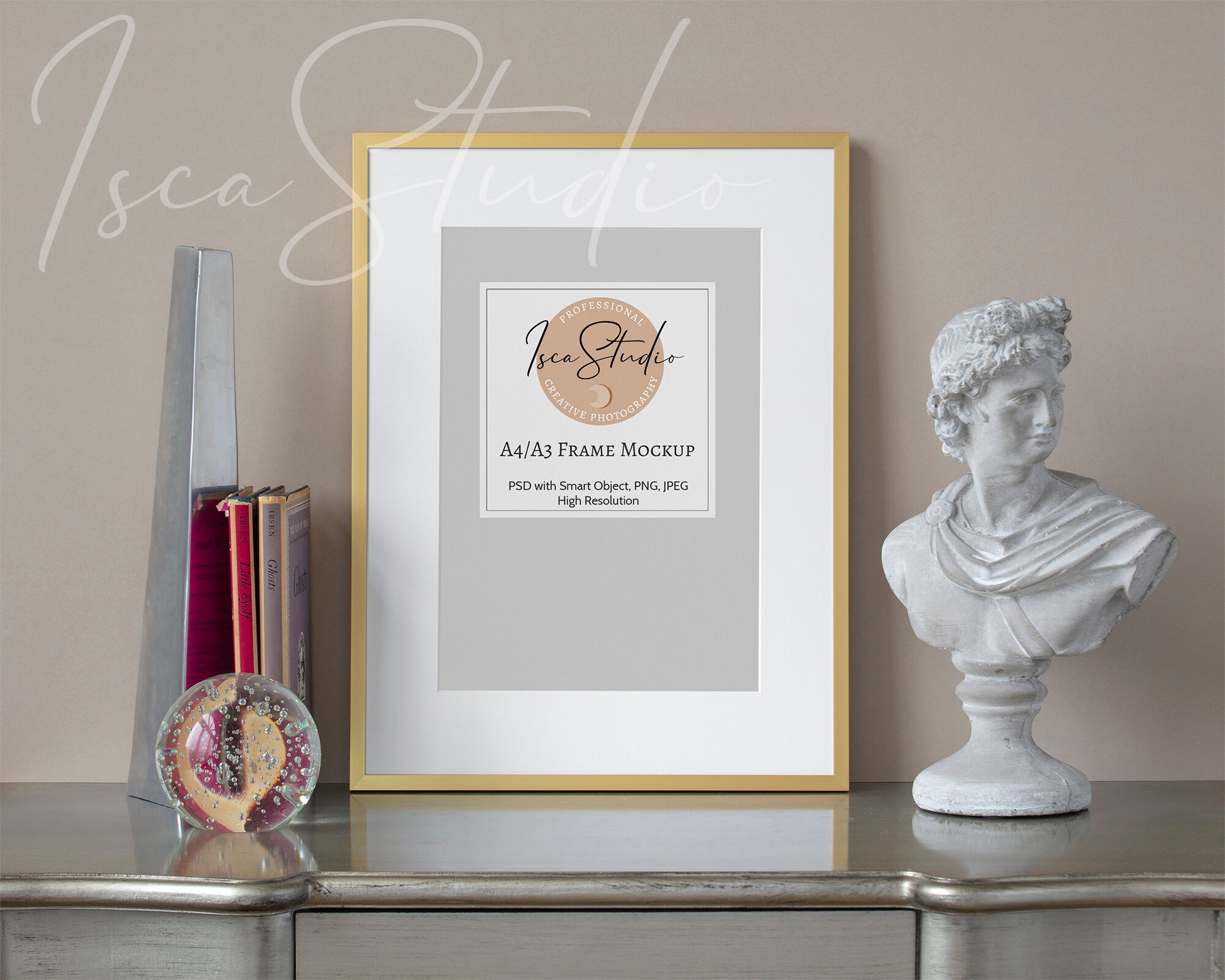 Gold Frame Mockup A4 print Ikea Frame Lomviken Styled Etsy