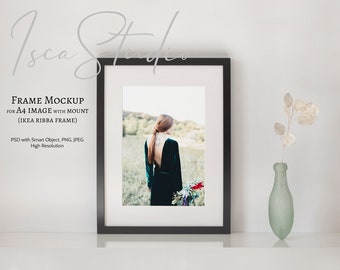 Black Frame Mockup, A4, A3, Ikea Ribba, Styled Photography, Instant Digital Download Mockup, Mock Up Wall Art, Minimalist Frame Mockup