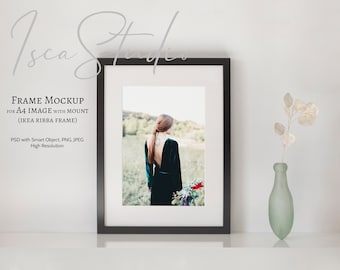 Black Frame Mockup, A4, A3, Ikea Ribba, Styled Photography, Instant Digital Download Mockup, Mock Up Wall Art, Minimalist Frame Mockup