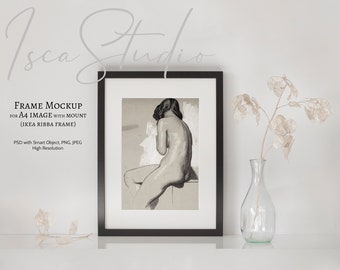 Black Frame Mockup, A4, A3, Ikea Ribba, Scandi Styled Photography, Instant Digital Download Mockup, Mockup Wall Art, Minimalist Frame Mockup