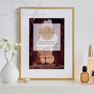 Gold Frame Mockup, A4 print, Ikea Frame Lomviken, Styled Photography, Digital Download Mockup, Mock Up Wall Art, Minimalist Frame Mockup