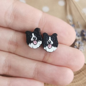 Border Collie dog stud earrings handmade dog jewelry