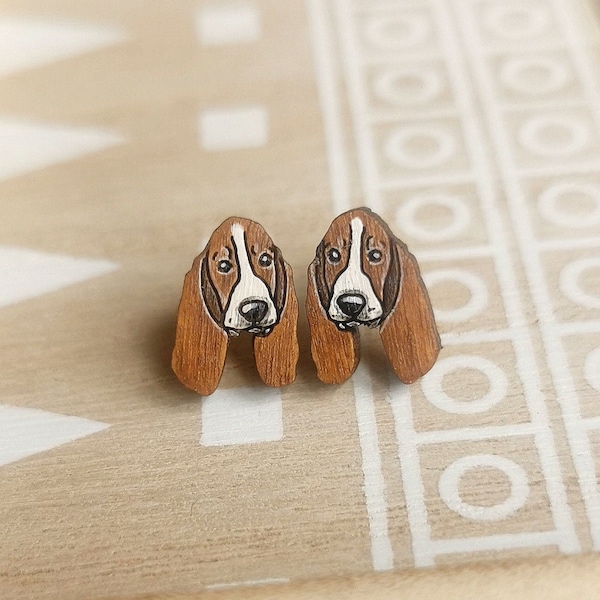 Basset Hound dog earrings dog lover gift eco jewelry