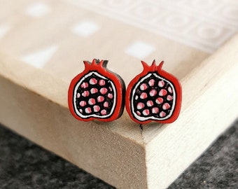 Pomegranate earrings, handmade jewelry, fruit vegan earrings