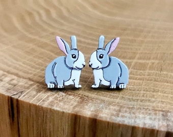 Bunny stud Earrings, rabbit gift for animal lovers